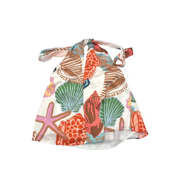 Crosby By Mollie Burch Multicolor Satin Halter Neck Blouse Top Womens M - Picture 2 of 8